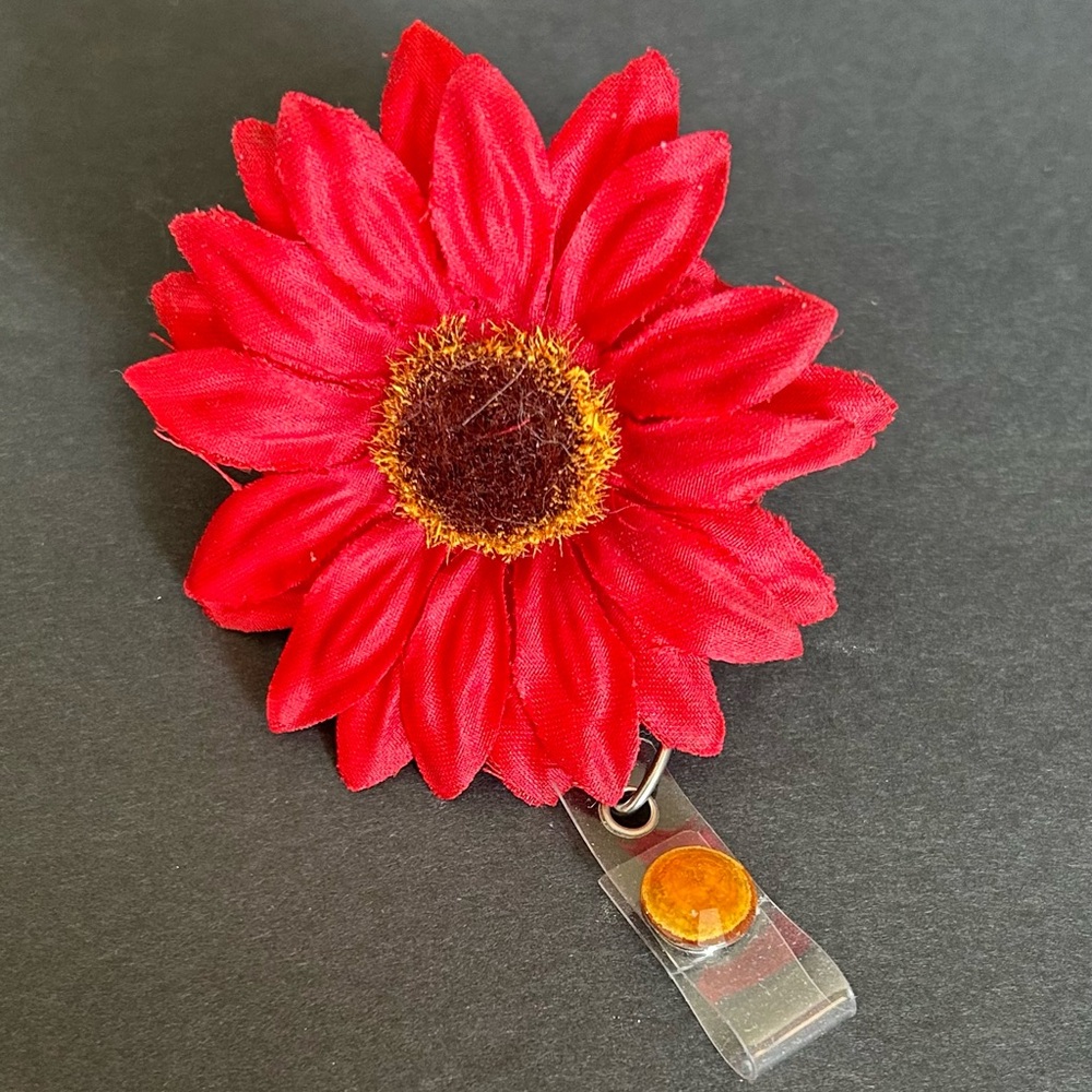 Autumn Flower Retractable Reel Badge Holder Fall Gerber Daisy Halloween